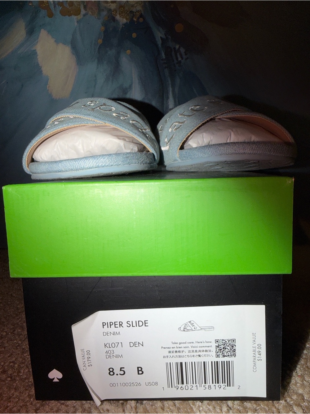 kate spade Light Blue Denim Crisscross Logo Slides - Picture 5 of 5